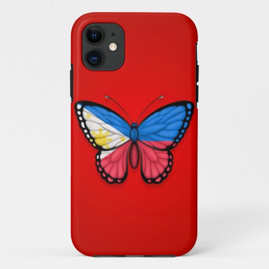 Filipino Butterfly vlag op rood Case-Mate iPhone Case (Achterkant)
