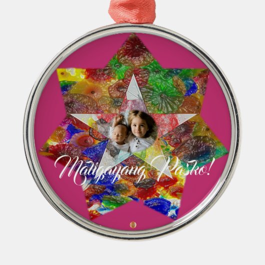 Filipino Colorful Star Lantern Style, Girly Metalen Ornament (Voorkant)