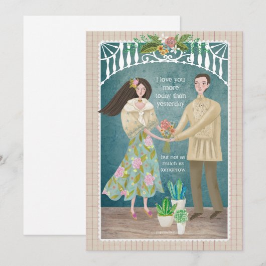 Filipino Couple Feestdagenkaart (Voorkant / Achterkant)