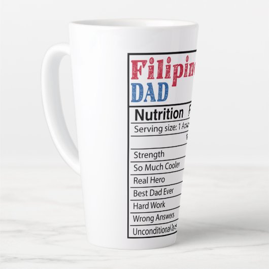 Filipino Dad Nutrition Facts Vaderdag Gift Dad Latte Mok (Linkerhoek)