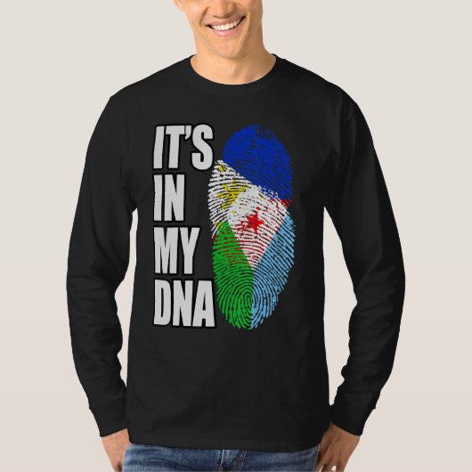 Filipino en Djiboutian Mix DNA-vlagwerelderfgoed T-shirt (Voorkant)