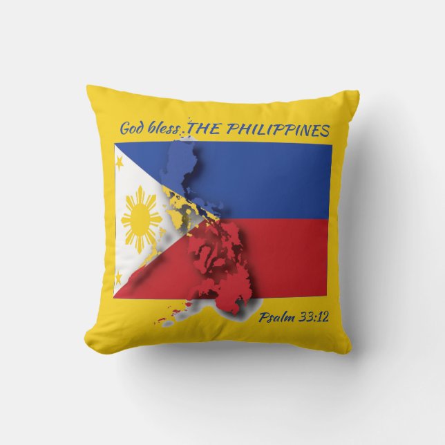 FILIPINO FLAG Filippijnen Scripting Custom YELLOW Kussen (Voorkant)