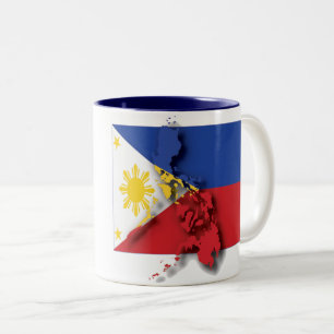 FILIPINO FLAG MAP Filipijnen Gepersonaliseerd Tweekleurige Koffiemok