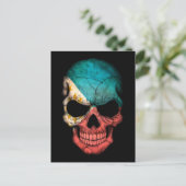 Filipino Flag Skull op Black Briefkaart (Staand voorkant)