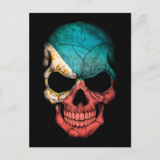 Filipino Flag Skull op Black Briefkaart (Voorkant)