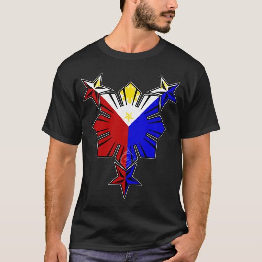 Filipino Flag Sun en Stars Shirt (Voorkant)