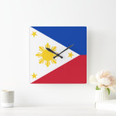 Filipino Flag Vierkante Klok (Huis)