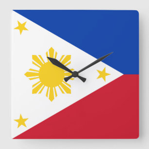Filipino Flag Vierkante Klok