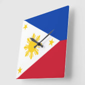 Filipino Flag Vierkante Klok (Hoek)