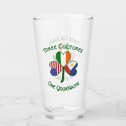Filipino Irish American Flags Shamrock Personalize Glas (Achterkant)