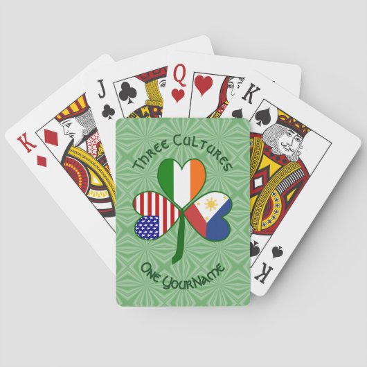 Filipino Irish American Flags Shamrock Personalize Pokerkaarten (Achterkant)