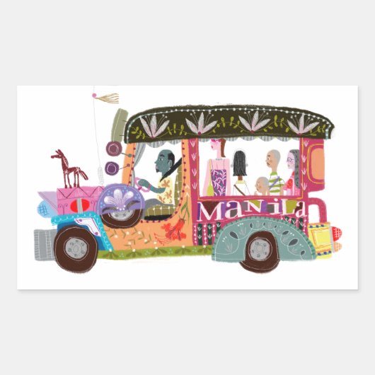 Filipino Jeepney Ride Rechthoekige Sticker (Voorkant)