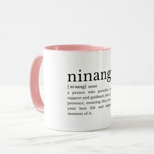 Filipino Ninang Definition Mug, Godmother Gift Mok (Voorkant links)