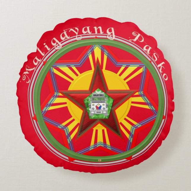 Filipino Parol, Jeepney, Filippijnse vlag Rond Kussen (Voorkant)