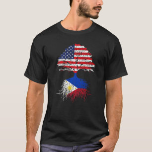 Filipino Roots American Grown Filipijnen USA Tree T-shirt