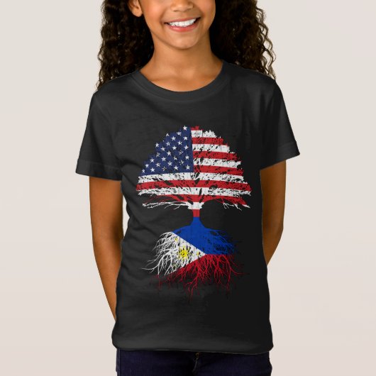 Filipino Roots American Grown Filipijnen Vlag GIF T-shirt (Voorkant)