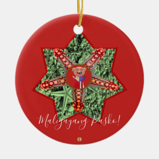 Filipino Star Parol, Beach, Star Fish, Green Keramisch Ornament (Voorkant)