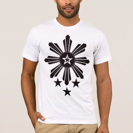 Filipino Sun en sterren - zwart T-shirt (Voorkant)