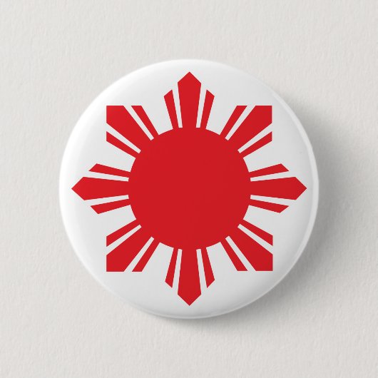 Filipino Sun - Red Ronde Button 5,7 Cm (Voorkant)