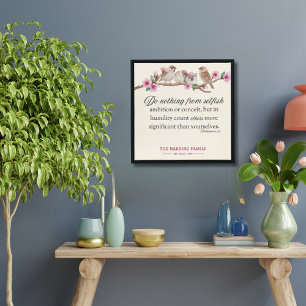 Filippensen 2:3 Vogels & Bloesems Familie Schriftu Poster