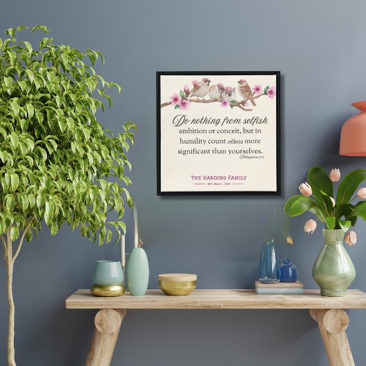 Filippensen 2:3 Vogels & Bloesems Familie Schriftu Poster