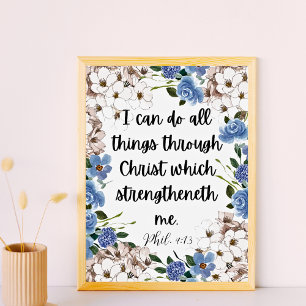 Filippensen 4:13 Blauwe Hortensia Krachtige Bijbel Poster