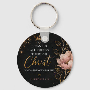 Filippensen 4:13 Bloemendecor christelijk Sleutelhanger