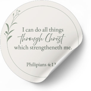 Filippensen 4:13 Ik kan alles doen door Christus Ronde Sticker