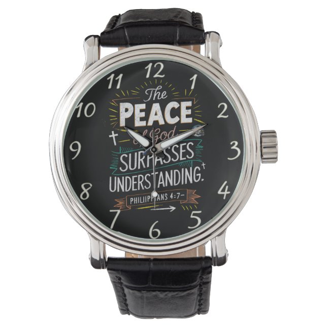 Filippensen 4:7 Vrede Begrip Geloof Horloge (Voorkant)