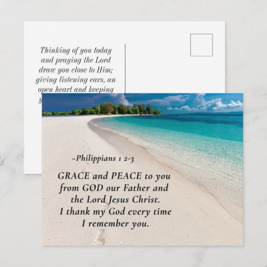 Filippenzen 1:2 Genade en vrede voor u, Bijbelvers Briefkaart (Voorkant / Achterkant)