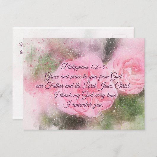 Filippenzen 1:2 Genade en vrede voor u, Schrift Briefkaart (Voorkant / Achterkant)