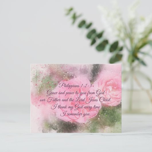 Filippenzen 1:2 Genade en vrede voor u, Schrift Briefkaart (Staand voorkant)