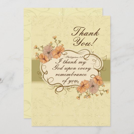 Filippenzen 1:3 Ik dank God ter gedachtenis aan u Bedankkaart (Voorkant / Achterkant)