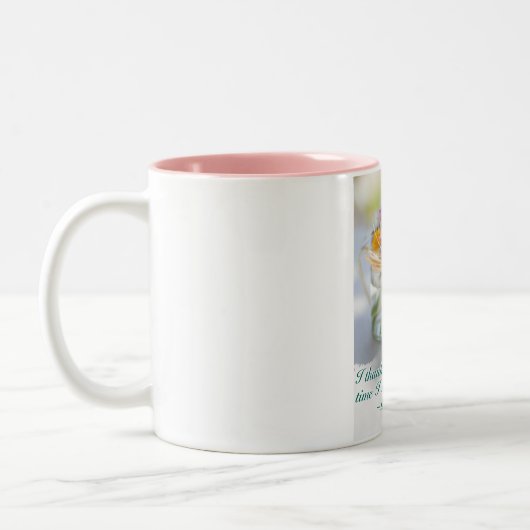 Filippenzen 1:3 Ik dank God voor u, bloemen Tweekleurige Koffiemok (Links)