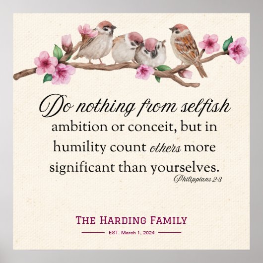 Filippenzen 2:3 Schriftteksten drukken vogels en b Poster (Voorkant)