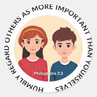 Filippenzen 2:3 Stickers: bescheiden beschouwen an Ronde Sticker