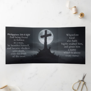 Filippenzen 2:8–11 KJV Tract - Dodelijk Kruis Drieluik Kaart