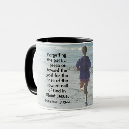 Filippenzen 3:14 Roep van God, Meisje Running Mok (Voorkant links)