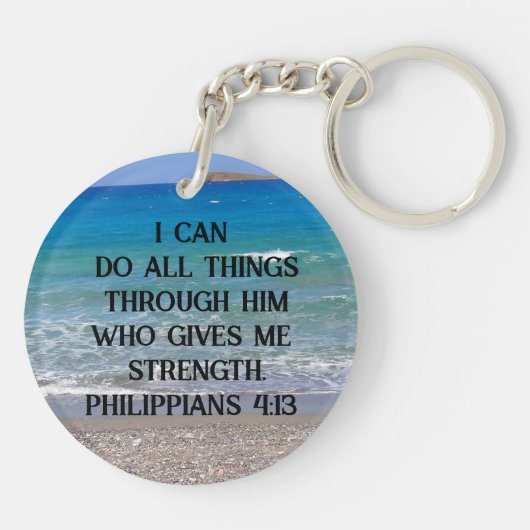 Filippenzen 4:13 aangepaste bijbel vers op een str sleutelhanger (Achterkant)
