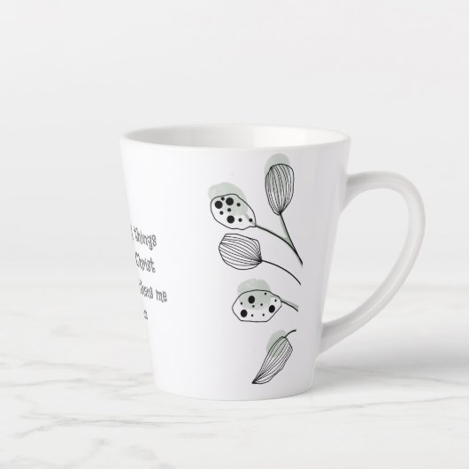 Filippenzen 4:13 Abstracte Eucalyptus laat Kaart Latte Mok (Rechts)