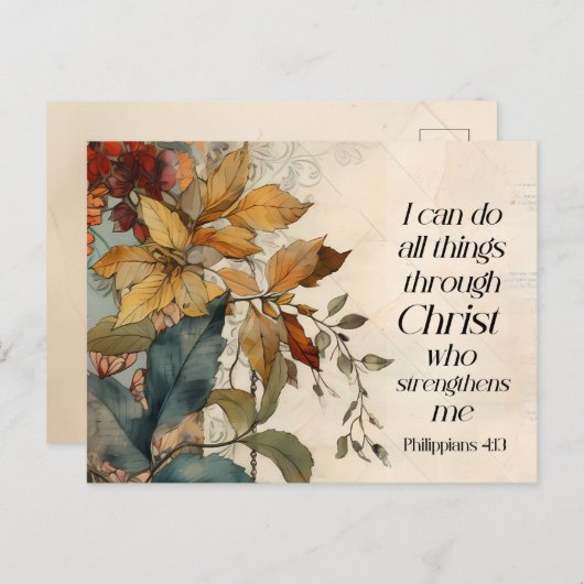 Filippenzen 4:13 Alle dingen door Christus Bijbel Briefkaart (Voorkant / Achterkant)
