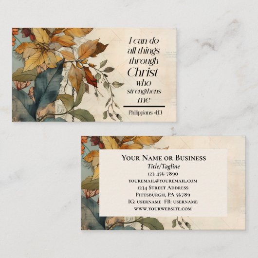 Filippenzen 4:13 Alle dingen door Christus Bijbel Visitekaartje (Voorkant / Achterkant)