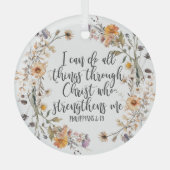 Filippenzen 4:13 Bijbel Schrift Verse Bloemen Boho Glas Ornament (Voorkant)