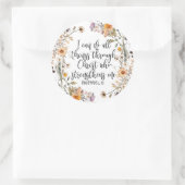 Filippenzen 4:13 Bijbel Schrift Verse Bloemen Boho Ronde Sticker (Tas)