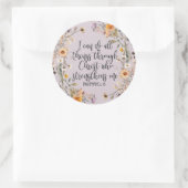 Filippenzen 4:13 Bijbel Schrift Verse Bloemen Boho Ronde Sticker (Tas)