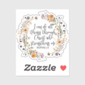 Filippenzen 4:13 Bijbel Schrift Verse Bloemen Boho Sticker (Vel)