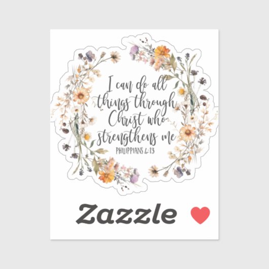 Filippenzen 4:13 Bijbel Schrift Verse Bloemen Boho Sticker (Vel)