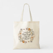 Filippenzen 4:13 Bijbel Schrift Verse Bloemen Boho Tote Bag (Achterkant)