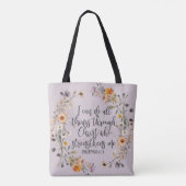 Filippenzen 4:13 Bijbel Schrift Verse Bloemen Boho Tote Bag (Achterkant)