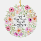 Filippenzen 4:13 Bijbel Schrift Verse Bloemen Keramisch Ornament (Achterkant)